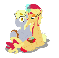 Size: 1023x1005 | Tagged: safe, artist:goatpaste, character:derpy hooves, character:sunset shimmer, crack shipping, derpyset, female, lesbian, shipping, simple background, transparent background