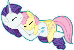 Size: 2029x1387 | Tagged: safe, artist:azure-quill, character:fluttershy, character:rarity, species:pony, ship:rarishy, cuddling, female, lesbian, shipping, simple background, transparent background