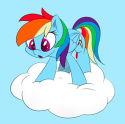 Size: 2020x2000 | Tagged: safe, artist:esfelt, character:rainbow dash, species:pegasus, species:pony, cloud, cute, dashabetes, eyelashes, female, open mouth, simple background, solo