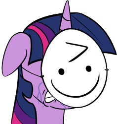 Size: 590x623 | Tagged: safe, artist:yukkuripalehorse, editor:qtpony, character:twilight sparkle, species:pony, ^:), bust, colored, crying, emoticon face, mask, meme, metaphor, paper-thin disguise, portrait, sad, simple background, spy, transparent background, wojak
