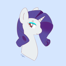 Size: 1600x1600 | Tagged: safe, artist:c0pter, character:rarity, species:pony, species:unicorn, blue background, female, simple background, solo