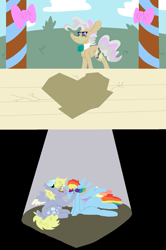 Size: 1099x1660 | Tagged: safe, artist:goatpaste, character:derpy hooves, character:mayor mare, character:rainbow dash, ship:derpydash, female, lesbian, shipping