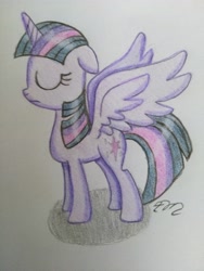 Size: 3120x4160 | Tagged: safe, artist:prinrue, character:twilight sparkle, character:twilight sparkle (alicorn), species:alicorn, species:pony, female, solo, spread wings, traditional art, wings