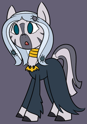 Size: 629x896 | Tagged: safe, artist:cuttycommando, artist:icey-wicey-1517, character:zecora, species:zebra, clothing, colored, costume, cute, female, jewelry, necklace, nightmare night, nightmare night costume, simple background, solo, wig, zecorable