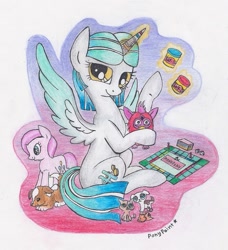 Size: 551x604 | Tagged: safe, artist:pony-paint, character:pinkie pie, species:pony, female, furby, hasbro, mare, monopoly, play-doh, plushie, ponified, smiling, solo, spread wings, toy, traditional art, wings