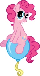 Size: 320x604 | Tagged: safe, artist:pony-paint, character:pinkie pie, species:earth pony, species:pony, balloon, balloon sitting, female, grin, mare, show accurate, simple background, sitting, smiling, solo, white background