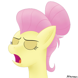 Size: 800x800 | Tagged: safe, artist:afterman, character:fluttershy, episode:fake it 'til you make it, bust, eyes closed, female, severeshy, simple background, snooty, solo, transparent background