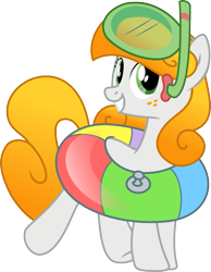 Size: 715x921 | Tagged: safe, artist:pony-paint, oc, oc only, species:earth pony, species:pony, female, freckles, grin, inner tube, mare, show accurate, simple background, smiling, snorkel, solo, transparent background