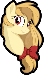 Size: 920x1567 | Tagged: safe, artist:tuppkam1, oc, oc only, oc:alice goldenfeather, species:pony, bow, bust, female, mare, portrait, simple background, solo, transparent background