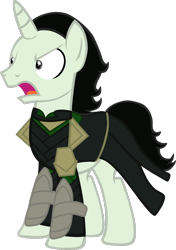 Size: 924x1312 | Tagged: safe, artist:theeditormlp, species:pony, species:unicorn, clothing, loki, male, ponified, simple background, solo, stallion, transparent background, vector