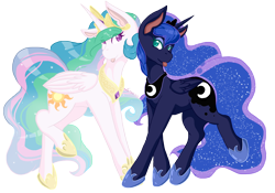 Size: 7029x4911 | Tagged: safe, artist:mscolorsplash, character:princess celestia, character:princess luna, species:alicorn, species:pony, absurd resolution, duo, jewelry, necklace, royal sisters, royalty, simple background, tongue out, transparent background