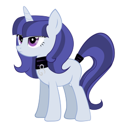 Size: 6953x7292 | Tagged: safe, artist:drarkusss0, oc, oc only, oc:gothic note, parent:inky rose, parent:moonlight raven, parents:inkyraven, species:pony, species:unicorn, icey-verse, absurd resolution, collar, commission, female, magical lesbian spawn, mare, next generation, offspring, simple background, solo, tail wrap, transparent background