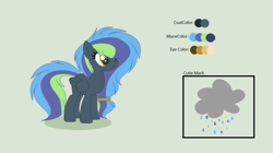 Size: 1106x620 | Tagged: safe, artist:roseloverofpastels, oc, oc:clear cloud, parent:rainbow dash, parent:thunderlane, parents:thunderdash, species:pegasus, species:pony, female, mare, offspring, reference sheet, simple background, solo