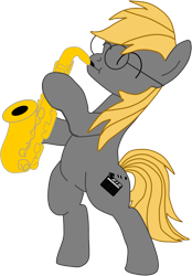 Size: 1196x1720 | Tagged: safe, artist:theeditormlp, oc, oc:the editor, species:earth pony, species:pony, bipedal, dexterous hooves, epic sax guy, glasses, male, musical instrument, saxophone, simple background, solo, stallion, transparent background