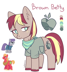 Size: 1872x2000 | Tagged: safe, artist:koteikow, character:big mcintosh, character:maud pie, oc, oc:brown betty, species:earth pony, species:pony, fusion, neckerchief, reference sheet, unshorn fetlocks