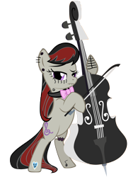 Size: 2500x3200 | Tagged: safe, artist:gurugrendo, artist:icey-wicey-1517, edit, character:octavia melody, species:earth pony, species:pony, :), bow, bow tie, cello, dyed mane, ear piercing, earring, face tattoo, female, goth, implied lesbian, implied scratchtavia, implied shipping, implied vinyl scratch, jewelry, lip piercing, looking at you, mare, musical instrument, piercing, simple background, snake bites, solo, tattoo, transparent background