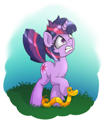 Size: 850x1000 | Tagged: safe, artist:klemm, character:twilight sparkle, character:twilight sparkle (unicorn), species:pony, species:unicorn, newbie artist training grounds, female, mare, ophidiophobia, scared, simple background, snake, transparent background