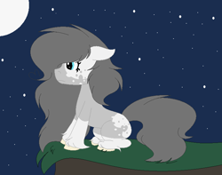 Size: 742x584 | Tagged: safe, artist:roseloverofpastels, oc, oc:rosy, species:earth pony, species:pony, female, mare, night, sitting, solo