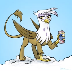 Size: 1154x1133 | Tagged: safe, artist:pedantia, character:gilda, species:griffon, alcohol, beer, female, solo
