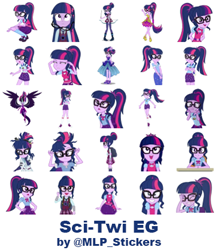 Size: 364x418 | Tagged: safe, artist:mlpcreativelab, character:midnight sparkle, character:twilight sparkle, character:twilight sparkle (scitwi), species:eqg human, episode:mad twience, episode:monday blues, eqg summertime shorts, equestria girls:dance magic, equestria girls:friendship games, equestria girls:legend of everfree, g4, my little pony: equestria girls, my little pony:equestria girls, spoiler:eqg specials, clothing, crystal gala, crystal prep academy uniform, dress, lab coat, midnight sparkle, ponied up, school uniform, scitwilicorn, telegram sticker