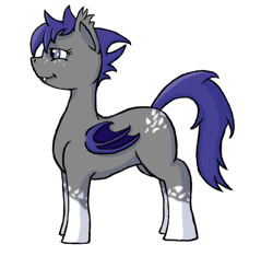 Size: 706x660 | Tagged: safe, artist:thewindking, oc, oc only, oc:midnight blossom, species:bat pony, species:pony, bat pony oc, butt freckles, female, freckles, missing cutie mark, simple background, socks (coat marking), solo, white background