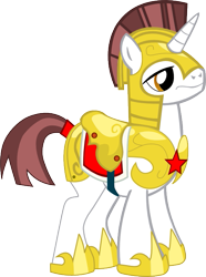 Size: 513x690 | Tagged: safe, artist:a01421, oc, oc only, species:pony, species:unicorn, armor, captain, helmet, hoof shoes, male, royal guard, royal guard armor, saddle, simple background, solo, stallion, tack, transparent background, unicorn royal guard, vector