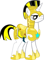 Size: 513x690 | Tagged: safe, artist:a01421, oc, oc only, species:pony, species:unicorn, armor, frown, helmet, hoof shoes, male, marshall, royal guard, royal guard armor, saddle, simple background, solo, stallion, tack, transparent background, unicorn royal guard, vector