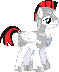 Size: 614x747 | Tagged: safe, artist:a01421, oc, species:pegasus, species:pony, armor, helmet, hoof shoes, male, pegasus royal guard, red and black mane, royal guard, royal guard armor, simple background, solo, stallion, transparent background, vector, wing commander