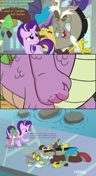 Size: 1386x2538 | Tagged: safe, artist:dashiesparkle edit, artist:pony-berserker edits, edit, edited screencap, screencap, character:discord, character:spike, character:starlight glimmer, species:draconequus, species:dragon, species:pony, species:unicorn, ship:sparlight, episode:a matter of principals, g4, my little pony: friendship is magic, arthur's fist, comic, dialogue, female, hundreds of users filter this tag, male, mare, shipping, spike's fist, straight, text