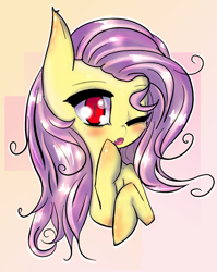 Size: 1500x1885 | Tagged: safe, artist:mistleinn, character:flutterbat, character:fluttershy, species:bat pony, cute, female, pink hair, race swap, red eyes, shyabates, shyabetes, solo