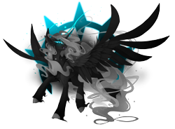 Size: 3216x2364 | Tagged: safe, artist:taiga-blackfield, oc, oc only, oc:malice, species:alicorn, species:pony, alicorn oc, blue eyes, evil, simple background, smoke, solo, spread wings, transparent background, wings