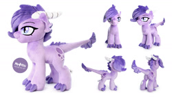 Size: 1600x910 | Tagged: safe, artist:meplushyou, oc, oc:crystal clarity, parent:rarity, parent:spike, parents:sparity, species:dracony, species:pony, kilalaverse, female, hybrid, interspecies offspring, mare, offspring, plushie