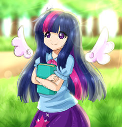 Size: 2500x2600 | Tagged: safe, artist:kawurin, character:twilight sparkle, character:twilight sparkle (alicorn), species:alicorn, species:human, species:pony, my little pony:equestria girls, clothing, cute, female, floating wings, humanized, solo, twiabetes