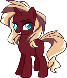 Size: 400x468 | Tagged: safe, artist:shiiazu, base used, oc, oc only, oc:summerset shadow, parent:sunset shimmer, parent:tempest shadow, parents:tempestshimmer, species:pony, species:unicorn, colored pupils, female, grin, magical lesbian spawn, mare, next generation, offspring, simple background, smiling, smirk, solo, transparent background