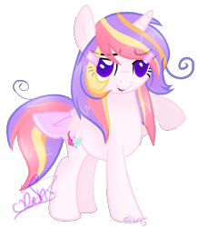 Size: 601x688 | Tagged: safe, artist:doroshll, oc, oc:cherry blossom, species:pony, species:unicorn, bow, female, mare, redesign, simple background, solo, tail bow, transparent background