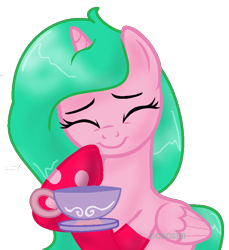 Size: 725x790 | Tagged: safe, artist:doroshll, oc, species:alicorn, species:pony, cup, female, mare, simple background, solo, teacup, transparent background