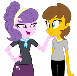 Size: 760x748 | Tagged: safe, artist:doroshll, artist:tigerprincesskaitlyn, base used, character:suri polomare, oc, oc:angela, my little pony:equestria girls, bedroom eyes, clothing, female, hand on chin, jeans, jewelry, necklace, pants, pearl necklace, shirt, simple background, skirt, t-shirt, white background