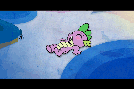 Size: 450x300 | Tagged: safe, artist:marybellamy, character:spike, species:dragon, episode:friendship is magic, g4, my little pony: friendship is magic, animated, derp, dizzy, eyeroll, frame by frame, gif, holding head, male, solo, wingless spike
