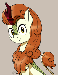 Size: 2200x2800 | Tagged: safe, artist:alexi148, character:autumn blaze, species:kirin, species:pony, episode:sounds of silence, g4, my little pony: friendship is magic, female, high res, looking at you, mare, signature, simple background, smiling, solo