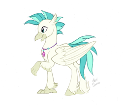 Size: 3573x3116 | Tagged: safe, artist:eeviart, character:terramar, species:classical hippogriff, species:hippogriff, episode:surf and/or turf, g4, my little pony: friendship is magic, male, profile, raised claw, simple background, solo, terrabetes, white background