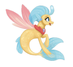 Size: 3500x3200 | Tagged: safe, artist:eeviart, character:princess skystar, species:seapony (g4), g4, my little pony: the movie (2017), blue eyes, colored pupils, female, fin wings, fins, fish tail, freckles, jewelry, necklace, open mouth, pearl necklace, profile, signature, simple background, skyabetes, solo, transparent background, wings