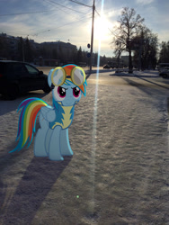 Size: 2448x3264 | Tagged: safe, artist:albertuha, character:rainbow dash, species:pony, clothing, irl, photo, ponies in real life, snow, solo, uniform, winter, wonderbolts, wonderbolts uniform