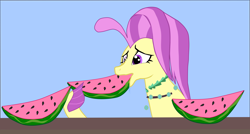 Size: 3920x2101 | Tagged: safe, artist:oceanrailroader, character:ocean flow, species:seapony (g4), food, watermelon