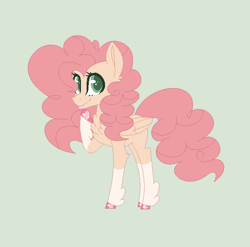 Size: 664x656 | Tagged: safe, artist:roseloverofpastels, oc, oc:cherry cheesecake, parent:pinkie pie, parent:princess skystar, parents:skypie, species:pegasus, species:pony, colored hooves, female, hybrid, magical lesbian spawn, mare, offspring, simple background, socks (coat marking), solo