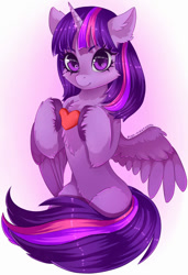 Size: 684x1000 | Tagged: safe, artist:pink-pinktooth, character:twilight sparkle, character:twilight sparkle (alicorn), species:alicorn, species:pony, cheek fluff, chest fluff, cute, ear fluff, female, heart, holiday, mare, simple background, smiling, solo, twiabetes, unshorn fetlocks, valentine's day, white background
