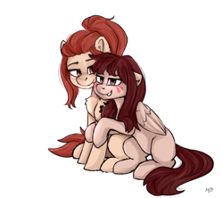 Size: 1214x1080 | Tagged: safe, artist:haruhi-il, species:pony, brigitte, d.va, female, lesbian, mare, mekanic, non-mlp shipping, overwatch, ponified, shipping