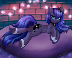 Size: 1300x1053 | Tagged: safe, artist:pink-pinktooth, character:princess luna, species:pony, species:unicorn, cute, female, hoof shoes, looking at you, lunabetes, mare, s1 luna, solo, unicorn luna