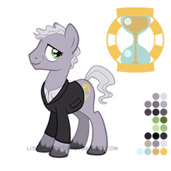 Size: 504x504 | Tagged: safe, artist:lissystrata, character:doctor whooves, character:time turner, species:earth pony, species:pony, cutie mark, doctor who, hourglass, male, peter capaldi, ponified, reference sheet, simple background, solo, stallion, the doctor, transparent background, twelfth doctor, unshorn fetlocks