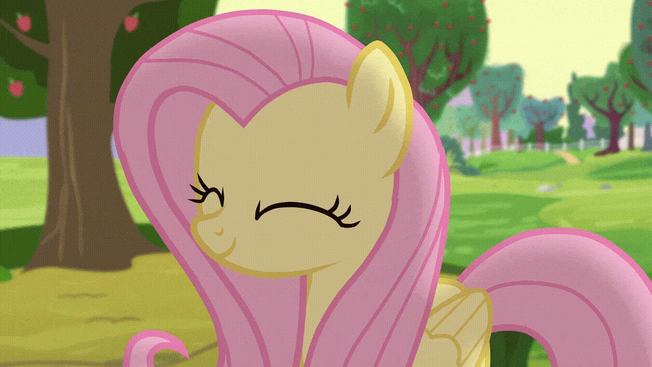 Size: 1280x720 | Tagged: safe, artist:vensual99, rcf community, character:fluttershy, species:pony, animated, apple tree, cute, female, show accurate, shyabetes, smiling, solo, tree, vector