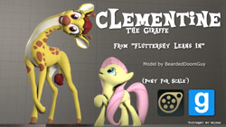 Size: 1920x1080 | Tagged: safe, artist:beardeddoomguy, character:clementine, character:fluttershy, species:pony, episode:fluttershy leans in, g4, my little pony: friendship is magic, .zip file at source, 3d, 3d model, downloadable, giraffe, gmod, source filmmaker